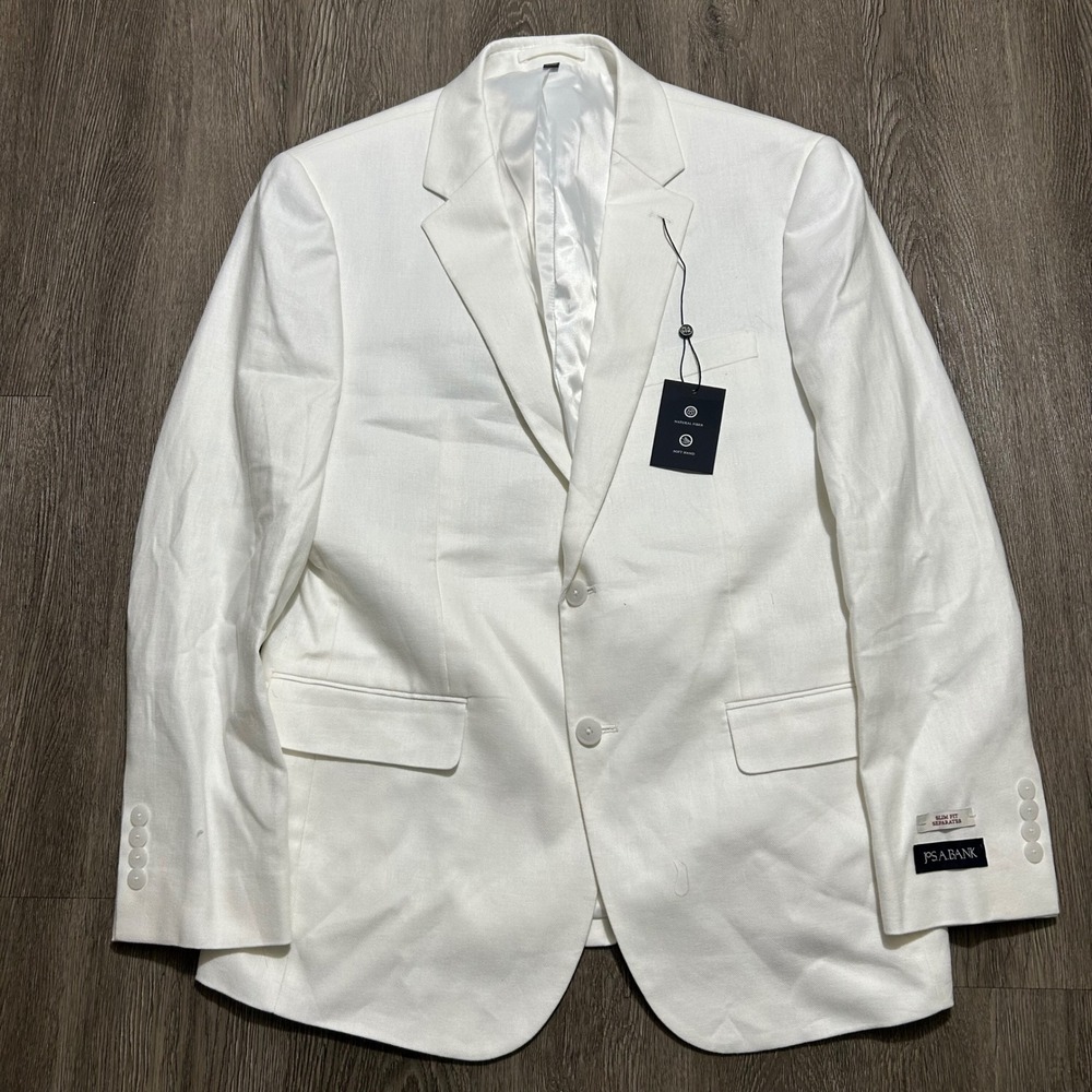 Jos A Bank Suit Set 41R 30x30 White Linen Cotton Slim Fit Separates NEW NWT - Picture 2 of 16